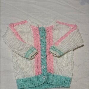 Vintage Pink and White Cozy Knit Sweater